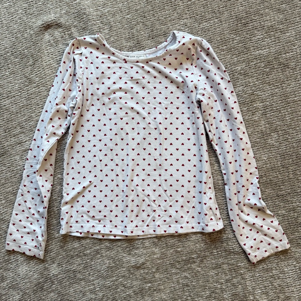 Girls Heart Print Long Sleeve Tee | Max Studio Kids Size 8‎